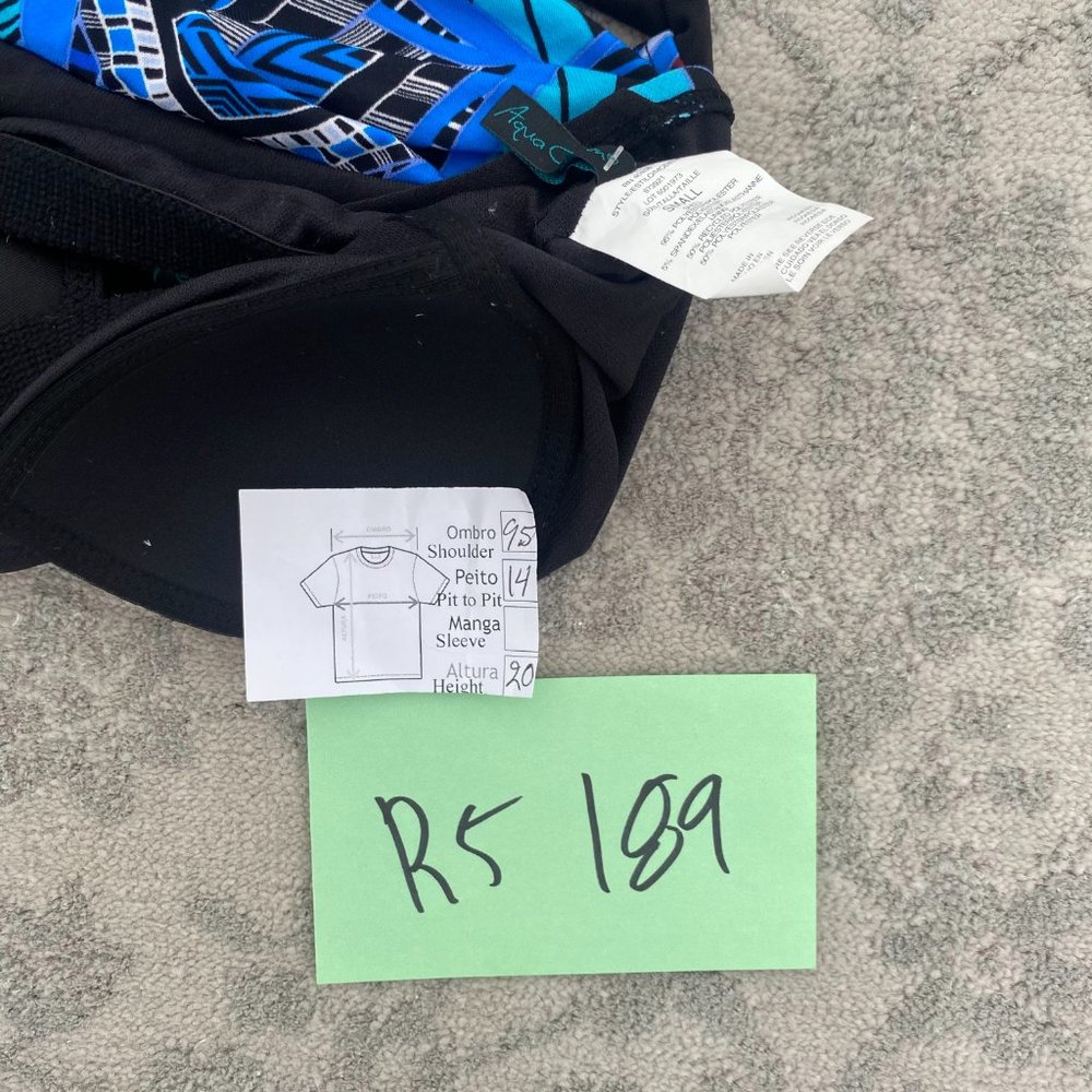 Aqua Green Blue Geometric Tankini Top Size Small Halter NWT - Picture 8 of 10
